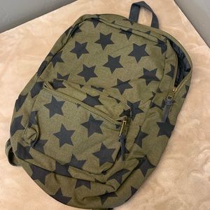 Army Green Backpack with Black Stars